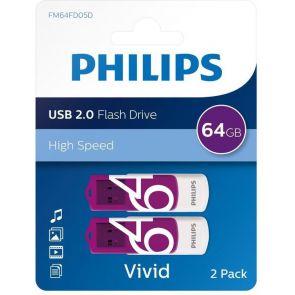 Philips USB flash drive Vivid Edition 64GB, USB2.0, 2-pack